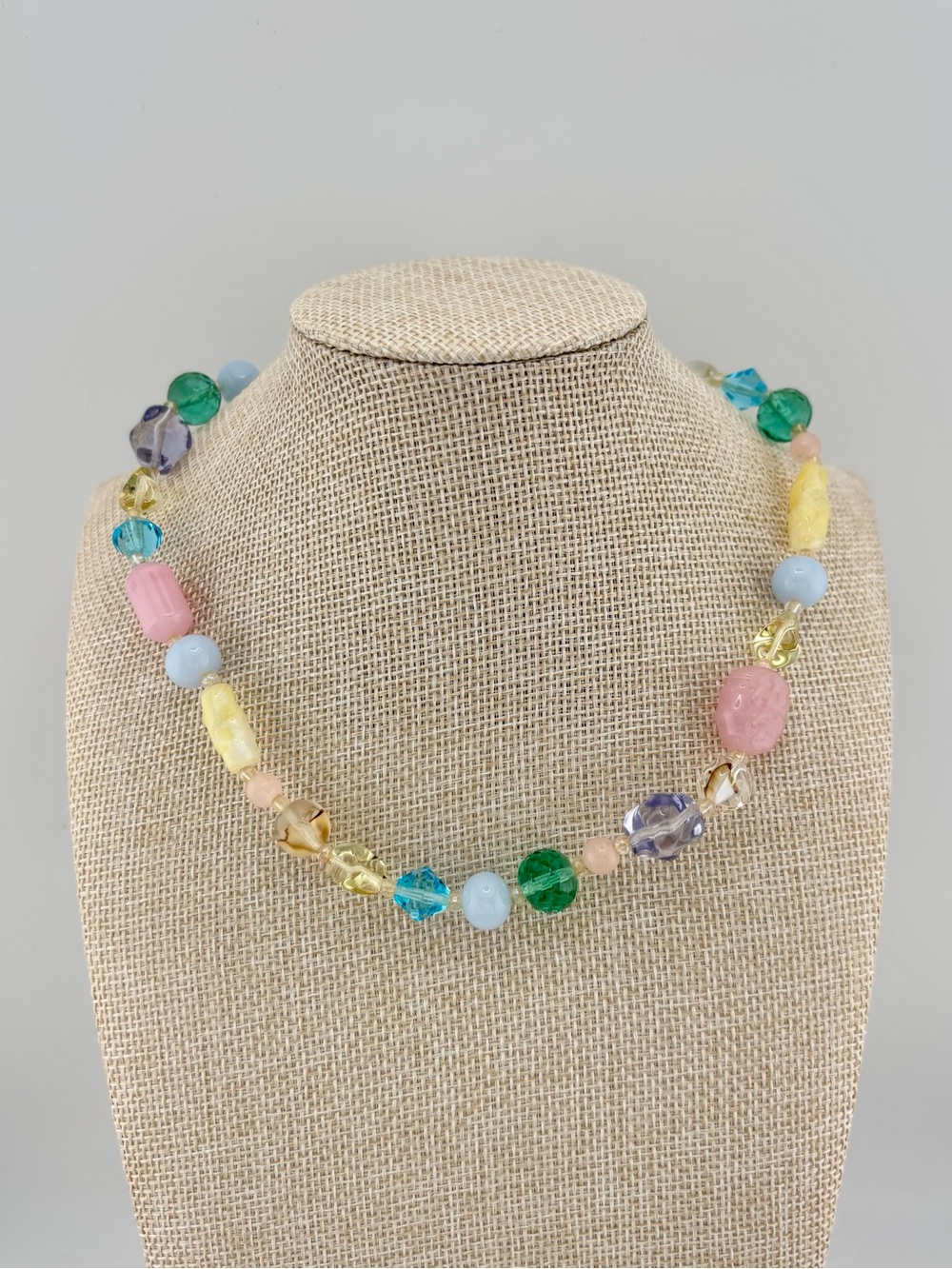 Vintage 1970s Signed Miriam Haskell Pastel Glass Beaded Choker Necklace